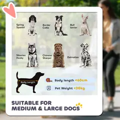 PawHut Foldable Pet Stroller, with Universal Wheels, Shock Absorber, for Medium and Large Dogs - Grey - 4