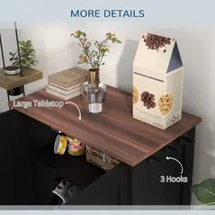 PawHut Pet Feeding Station with Raised Dog Bowls, Adjustable Panel, Hooks, Black - 7