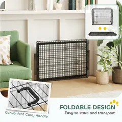 PawHut Foldable Dog Crate with 2 Doors with Tray, Soft Cushion, for Large Medium Dogs, 90 x 58 x 62, Black - 7