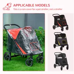 PawHut One-Click Foldable Pet Travel Stroller with Rain Cover, Cat Dog Pushchair with Universal Front Wheels, Shock Absorber, Storage Bags, Mesh Window, Safety Leash for Large and Medium Dogs (Red) - 5