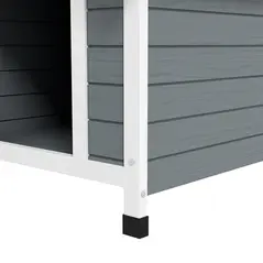 PawHut Outdoor Dog Kennel, Wooden Dog House, with Removable Floor, Anti-Corrosion Wood, for Medium Dogs,  82H x 75W x 88Dcm - 9