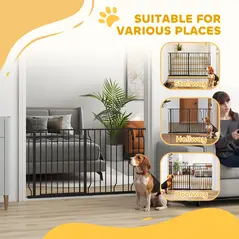 PawHut Extra Wide Dog Safety Gate, with Door Pressure, for Doorways, Hallways, Staircases - Black - 7
