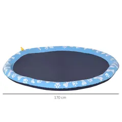 PawHut Dog Splash Pad, Pet Sprinkler Mat, Non-Slip Dog Paddling Pool, Foldable Outdoor Sprinkler and Splash Mat Water Play for Garden, Patio, Summer Fun, 170 cm - 3