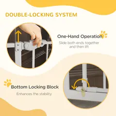 PawHut Extra Tall Pet Gate, Indoor Dog Safety Gate, with Cat Flap, Auto Close, 74-80cm Wide - White - 4