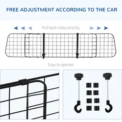 PawHut Heavy Duty Pet Dog Car Barrier Black - 4