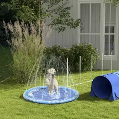 PawHut Dog Splash Pad, Pet Sprinkler Mat, Non-Slip Dog Paddling Pool, Foldable Outdoor Sprinkler and Splash Mat Water Play for Garden, Patio, Summer Fun, 170 cm - 9