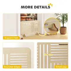 PawHut Freestanding Pet Gate, Portable Dog Barrier Gate with Feet for Small Breeds, 75 x 51 cm, Natural Wood - 6