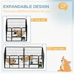 PawHut Heavy Duty Dog Playpen, 4 Panel Puppy Pen, Foldable Dog Kennel Both Indoor Outdoor Use Collapsible Design 82L x 82W x 60H (cm) - 8
