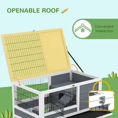 PawHut Double Deckers Guinea Pig Cage, Indoor Rabbit Hutch with Feeding Trough, Trays, Ramps, Openable Top - Grey - 5