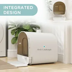 PawHut Hooded Cat Litter Box, Kitten Litter Tray, with Lid, Scoop, Filter, Flap Door - 7