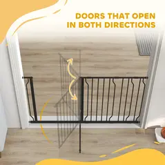 PawHut Extra Wide Dog Safety Gate, with Door Pressure, for Doorways, Hallways, Staircases - Black - 8