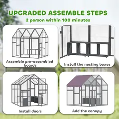 PawHut Large Walk In Chicken Run with Waterproof & Anti-UV Cover, for 6-8 Chickens, for Garden, Farm, 5.5' x 6' x 6' - 4