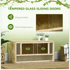 PawHut Reptile Terrarium Vivarium Habitat w/ Transparent Sliding Doors, Breathable Mesh, for Lizards, Horned Frogs, Snakes and Chameleons, 80 x 40 x 40 cm - 6