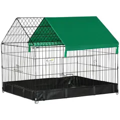 PawHut Rabbit Cage Guinea Pig Playpen Small Animal House for Kitties Puppies, w/ Water Proof Oxford Roof Floor 90 x 75 x 75 cm - 1