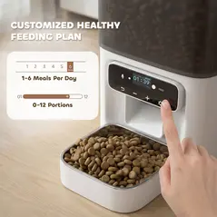 PawHut Programmable Automatic Cat Feeder with Timer Up to 6 Meals Per Day, 10s Voice Recorder, Portion Control - 5