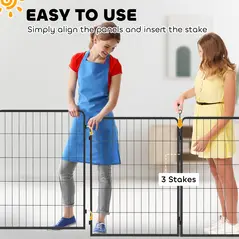 PawHut Two-Piece Dog Pen Expansion Pack for Large Dogs, 100cm Tall Animal Pen with Three Connecting Stakes - 5