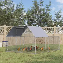 PawHut Walk In Chicken Run Chicken Coop with Roof Outdoor for 10-12 Chickens, Hen House, Duck Pen, 2.8 x 3.8 x 2 m - 2