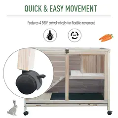 PawHut Small Animals Guinea Pigs Hutches Fir Wood Indoor Hutch - 5