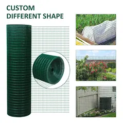 Pawhut PVC Coated Welded Wire Mesh Fencing Chicken Poultry Aviary Fence Run Hutch Pet Rabbit 30m Dark Green - 5