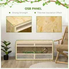 PawHut Reptile Terrarium Vivarium Habitat w/ Transparent Sliding Doors, Breathable Mesh, for Lizards, Horned Frogs, Snakes and Chameleons, 100 x 47 x 47cm - 5