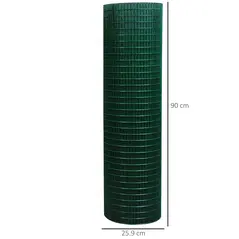 Pawhut PVC Coated Welded Wire Mesh Fencing Chicken Poultry Aviary Fence Run Hutch Pet Rabbit 30m Dark Green - 3