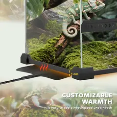 PawHut Reptile Glass Terrarium with Stone Background, Front Ventilation, Escape-Proof Knob Lock, 30 x 30 x 30 cm, Black - 8