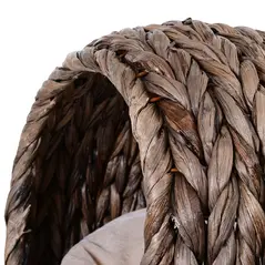 PawHut Wicker Cat Bed, Raised Rattan Cat Basket with Cylindrical Base, Soft Washable Cushion, 42 x 33 x 52cm - Brown - 7