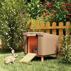 PawHut Water-Resistant Rabbit Hutch Cover for X-D2-0047 and Similar Models, 43 x 52 x 37cm, Brown - 7