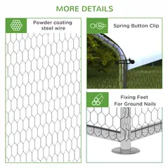 PawHut Walk-In Chicken Run, Hen House, with Roof, for Ducks, Chickens, Rabbits - 8