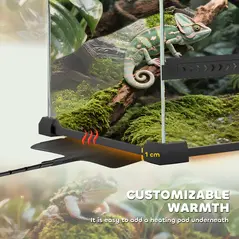 PawHut Reptile Glass Terrarium with Stone Background, Front Ventilation, Escape-Proof Knob Lock, 30 x 20 x 20 cm, Black - 8