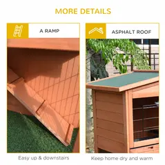 PawHut Rabbit Hutch Outdoor Guinea Pig Hutch 2-Tier Bunny Cage with No-Leak Tray 100.5 x 55 x 101 cm - 7