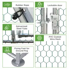 PawHut Walk In Chicken Run Chicken Coop with Roof Outdoor for 10-12 Chickens, Hen House, Duck Pen, 2.8 x 3.8 x 2 m - 5