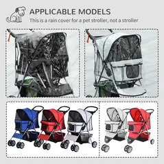 PawHut Pet Travel Stroller with Rain Cover, 4 Wheels Foldable Travel Carriage with Wheels Zipper Entry Cup Holder Storage Basket Black - 8