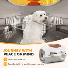PawHut Plastic Pet Carrier Hard Shell Dog Cat Carrier Max 4 KG Steel Door Feed Bowl Secure Lock 49 x 32 x 31 cm - 6