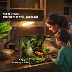 PawHut Reptile Glass Terrarium with Stone Background, Front Ventilation, Escape-Proof Knob Lock, 30 x 30 x 30 cm, Black - 7