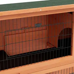 PawHut Two-Tier Antiseptic Wood Rabbit Hutch, 102cm Guinea Pig Hutch with Run - Orange - 8