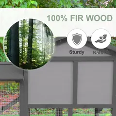 PawHut Small Animal Two-Level Fir Wood Guinea Pigs Hutches w/ Ramp Burnt Yellow - 6