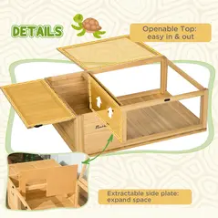 PawHut Tortoise House, Small Reptile Wooden House, with Mesh Roofs, Side Panels, for Turtles, Lizards, Geckos and Snakes - 5