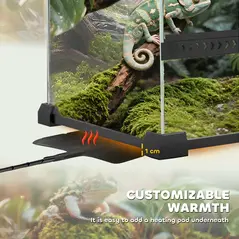 PawHut Reptile Glass Terrarium with Stone Background, Front Ventilation, Escape-Proof Knob Lock, 50 x 30 x 35 cm, Black - 8