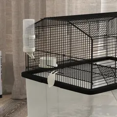 PawHut Two-Tier Gerbil Cage, Hamster Cage for Dwarf Hamster, Syrian Hamster w/ Wheels, Deep Bottom, Food Dish, Water Bottle - 9