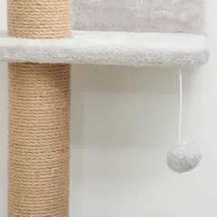 PawHut Wall Mounted Cat Shelves, Cat Climbing Wall with 4 Climbing Platforms, Jute Scratching Post and Toy Ball,180cm Tall, Light Grey - 8