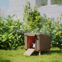 PawHut Water-Resistant Rabbit Hutch Cover for X-D2-0047 and Similar Models, 43 x 52 x 37cm, Brown - 2