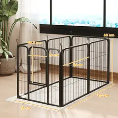 PawHut Six-Panel Dog Playpen with Door, for Small Dogs, Indoors, Outdoors, 60cm Tall, Black - 3