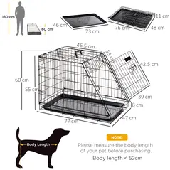 Pawhut Trapeze Collapsible Dog Pet Travel Box Cage Removable Tray 77 x 47 x 55cm - 3