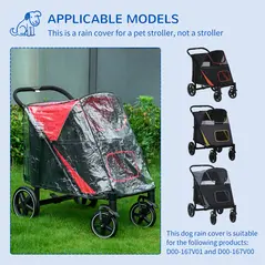PawHut Rain Cover for Dog Pram, Stroller Buggy with Rear Entry - 4