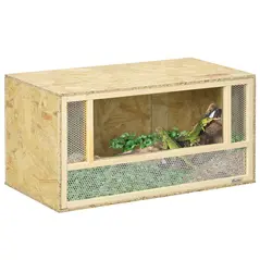 PawHut Reptile Terrarium Vivarium Habitat w/ Transparent Sliding Doors, Breathable Mesh, for Lizards, Horned Frogs, Snakes and Chameleons, 80 x 40 x 40 cm - 1