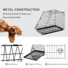 Pawhut Trapeze Collapsible Dog Pet Travel Box Cage Removable Tray 93 x 58 x 65cm - 5