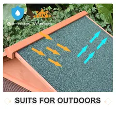 PawHut Small Animal Two-Level Fir Wood Guinea Pigs Hutches w/ Slide Out Tray Red/Brown - 5