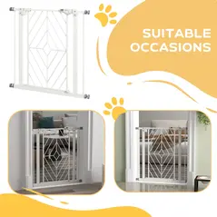 PawHut Pressure Fit Stair Gate, Dog Gate, with Auto Closing Door, Double Locking, Easy Installation, Openings 74-80cm - White - 8