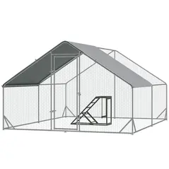 PawHut Walk In Chicken Run with Chicken Activity Shelf and Cover, 3 x 4 x 2m - 1